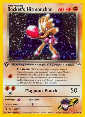 Rocket's Hitmonchan 011/132 Holo Rare, Gym Heroes Pokémon TCG card