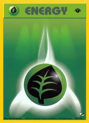 Grass Energy 129/132 Common, Gym Heroes Pokémon TCG card