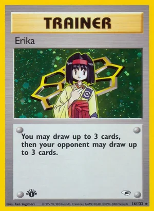 Erika (16) 016/132 Holo Rare, Gym Heroes Pokémon TCG card
