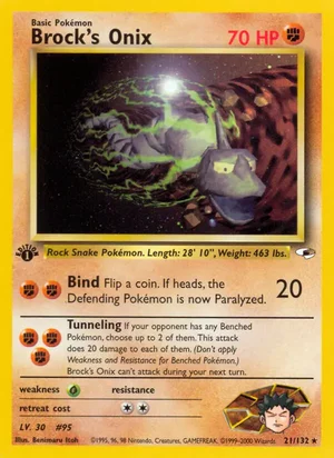 Brock's Onix (21) 021/132 Rare, Gym Heroes Pokémon TCG card