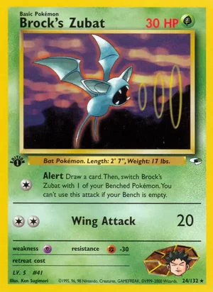Brock's Zubat (24) 024/132 Rare, Gym Heroes Pokémon TCG card