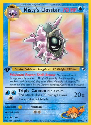 Misty's Cloyster 029/132 Rare, Gym Heroes Pokémon TCG card