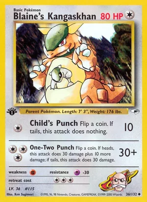 Blaine's Kangaskhan 036/132 Uncommon, Gym Heroes Pokémon TCG card