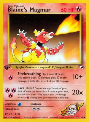 Blaine's Magmar 037/132 Uncommon, Gym Heroes Pokémon TCG card