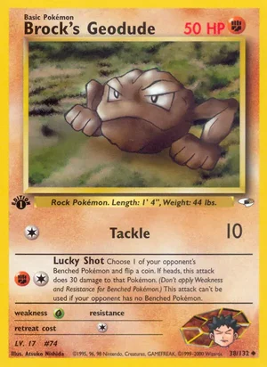 Brock's Geodude (38) 038/132 Uncommon, Gym Heroes Pokémon TCG card