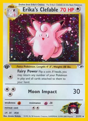 Erika's Clefable 003/132 Holo Rare, Gym Heroes Pokémon TCG card
