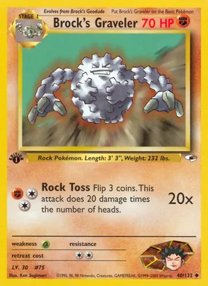 Brock's Graveler 040/132 Uncommon, Gym Heroes Pokémon TCG card