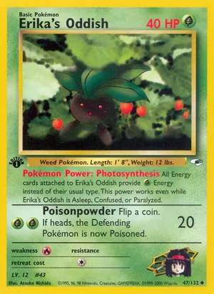 Erika's Oddish (47) 047/132 Uncommon, Gym Heroes Pokémon TCG card
