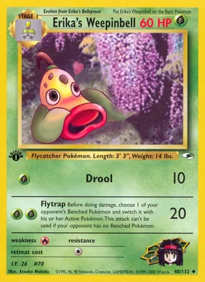 Erika's Weepinbell (48) 048/132 Uncommon, Gym Heroes Pokémon TCG card