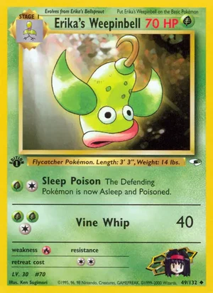 Erika's Weepinbell (49) 049/132 Uncommon, Gym Heroes Pokémon TCG card