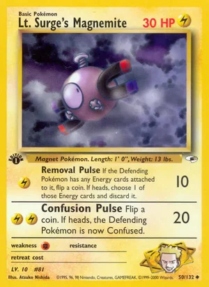 Lt. Surge's Magnemite (50) 050/132 Uncommon, Gym Heroes Pokémon TCG card