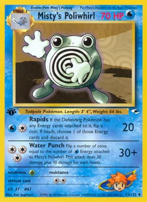 Misty's Poliwhirl 053/132 Uncommon, Gym Heroes Pokémon TCG card