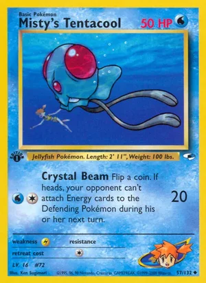 Misty's Tentacool (57) 057/132 Uncommon, Gym Heroes Pokémon TCG card