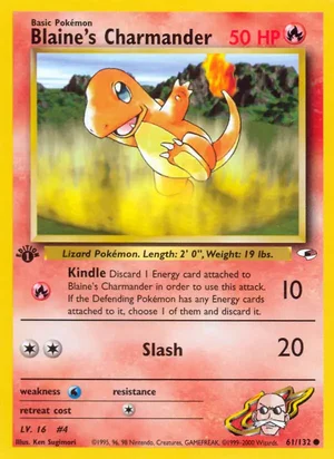 Blaine's Charmander 061/132 Common, Gym Heroes Pokémon TCG card