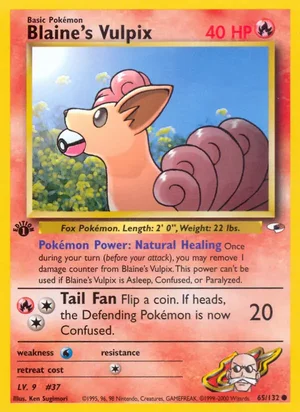Blaine's Vulpix 065/132 Common, Gym Heroes Pokémon TCG card