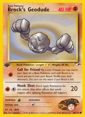 Brock's Geodude (66) 066/132 Common, Gym Heroes Pokémon TCG card