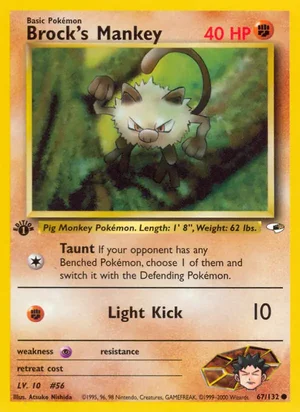 Brock's Mankey (67) 067/132 Common, Gym Heroes Pokémon TCG card