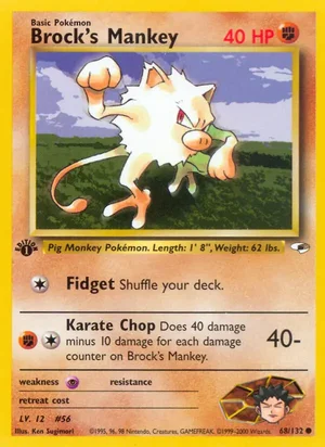 Brock's Mankey (68) 068/132 Common, Gym Heroes Pokémon TCG card