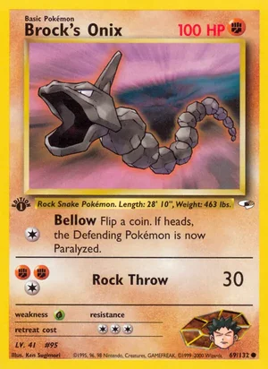Brock's Onix (69) 069/132 Common, Gym Heroes Pokémon TCG card