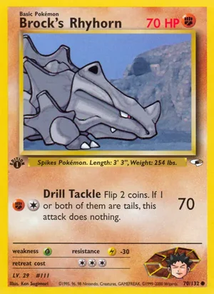 Brock's Rhyhorn (70) 070/132 Common, Gym Heroes Pokémon TCG card