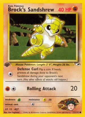Brock's Sandshrew (71) 071/132 Common, Gym Heroes Pokémon TCG card