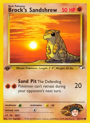 Brock's Sandshrew (72) 072/132 Common, Gym Heroes Pokémon TCG card