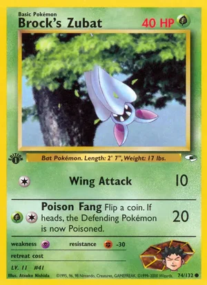 Brock's Zubat (74) 074/132 Common, Gym Heroes Pokémon TCG card