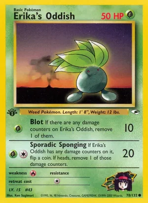 Erika's Oddish (78) 078/132 Common, Gym Heroes Pokémon TCG card