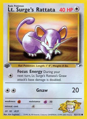 Lt. Surge's Rattata 082/132 Common, Gym Heroes Pokémon TCG card