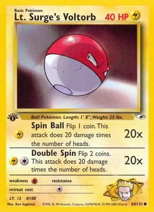 Lt. Surge's Voltorb 084/132 Common, Gym Heroes Pokémon TCG card