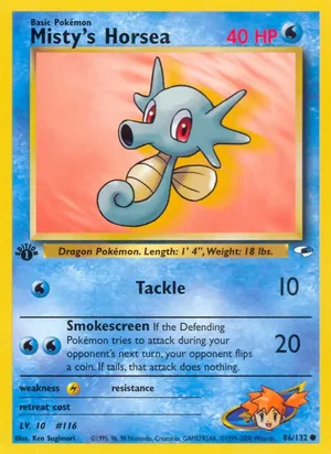 Misty's Horsea 086/132 Common, Gym Heroes Pokémon TCG card
