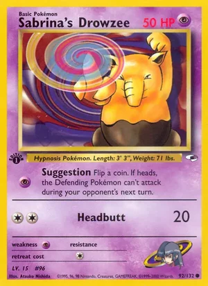 Sabrina's Drowzee 092/132 Common, Gym Heroes Pokémon TCG card