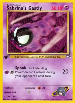 Sabrina's Gastly 093/132 Common, Gym Heroes Pokémon TCG card