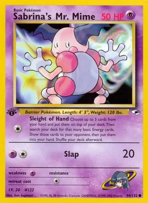 Sabrina's Mr. Mime 094/132 Common, Gym Heroes Pokémon TCG card