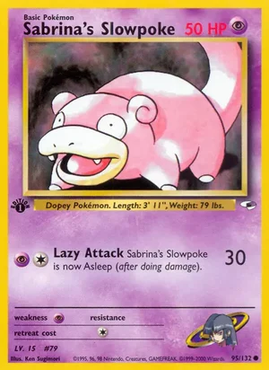 Sabrina's Slowpoke 095/132 Common, Gym Heroes Pokémon TCG card
