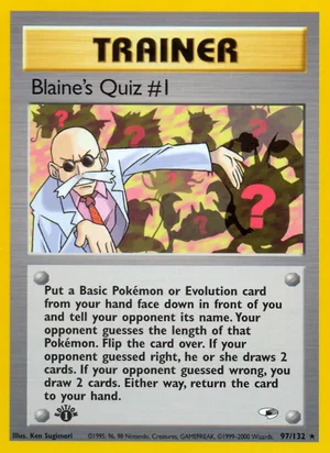 Blaine's Quiz #1 097/132 Rare, Gym Heroes Pokémon TCG card