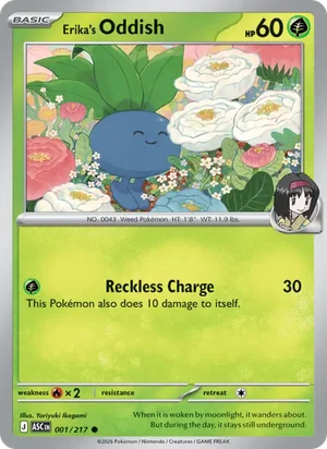 Erika's Oddish 001/217 Common, Ascended Heroes Pokémon TCG card