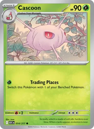 Cascoon 014/217 Common, Ascended Heroes Pokémon TCG card