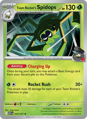 Team Rocket's Spidops 019/217 Rare, Ascended Heroes Pokémon TCG card