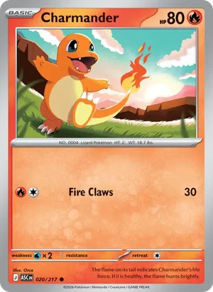 Charmander 020/217 Common, Ascended Heroes Pokémon TCG card