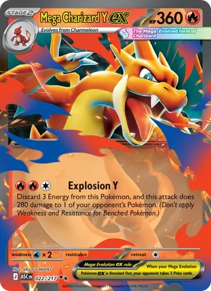 Mega Charizard Y ex 022/217 Double Rare, Ascended Heroes Pokémon TCG card