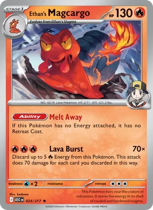 Ethan's Magcargo 024/217 Rare, Ascended Heroes Pokémon TCG card