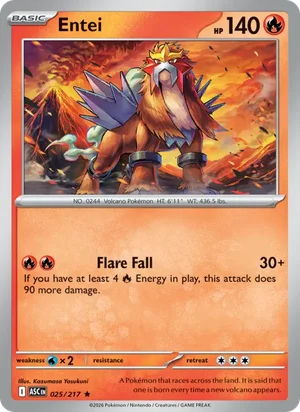 Entei 025/217 Rare, Ascended Heroes Pokémon TCG card