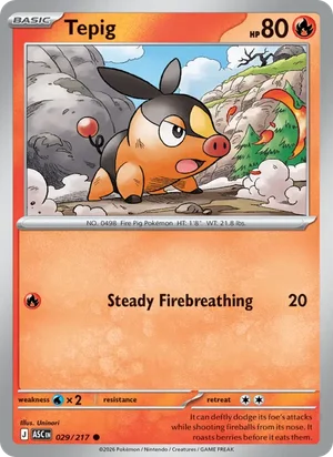 Tepig 029/217 Common, Ascended Heroes Pokémon TCG card