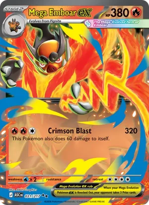 Mega Emboar ex 031/217 Double Rare, Ascended Heroes Pokémon TCG card
