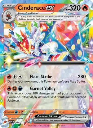 Cinderace ex 038/217 Double Rare, Ascended Heroes Pokémon TCG card