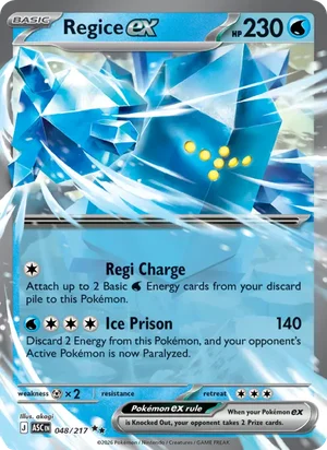 Regice ex 048/217 Double Rare, Ascended Heroes Pokémon TCG card