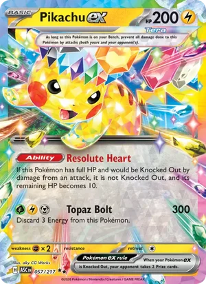 Pikachu ex 057/217 Double Rare, Ascended Heroes Pokémon TCG card