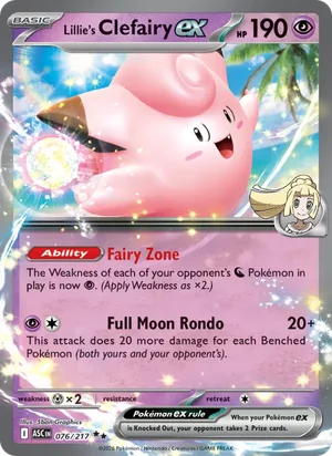 Lillie's Clefairy ex 076/217 Double Rare, Ascended Heroes Pokémon TCG card