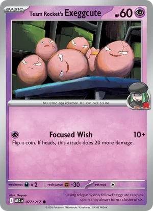 Team Rocket's Exeggcute 077/217 Common, Ascended Heroes Pokémon TCG card